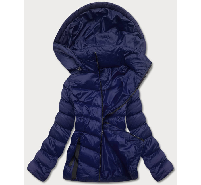 Tmavě modrá dámská bunda s kapucí pro přechodné období (5M786-215)