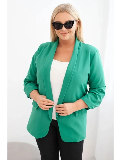 Dámská sako Plus Size bez zapínání s podšívkou model 21468630 zelená - K-Fashion