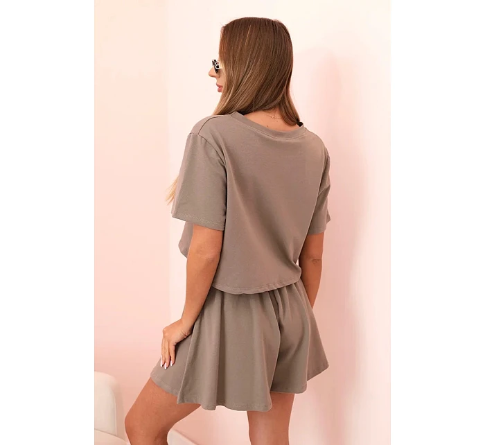Dámský bavlněný komplet s širokými šortkami fango