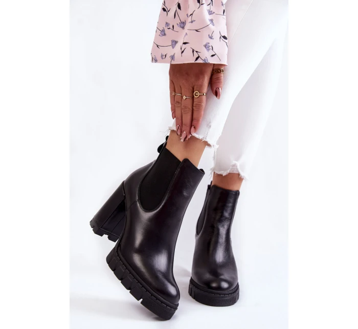 Kožené Boty Hladké Černé model 21602802 - Boto