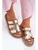 Dámské Pantofle Z Přírodní Kůže Na Platformě Zazoo 40440 Zlaté Dámské Pantofle Z Přírodní Kůže Na Platformě Zazoo 40440 Zlaté