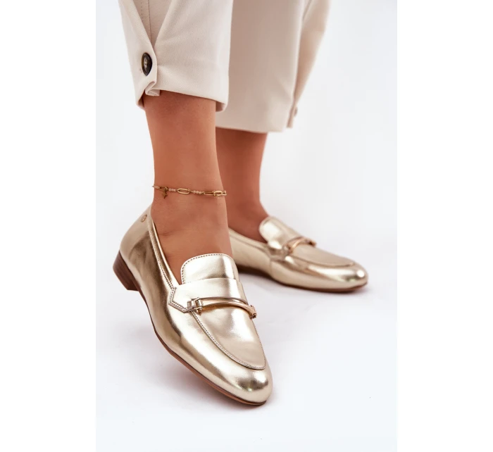Kožené Polobotky Mokasíny Dámské Maciejka K6809-25 Zlaté