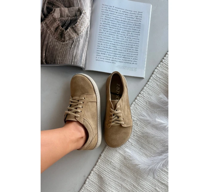 tenisky z přírodního semiše 314 béžové model 21712717 - Zazoo