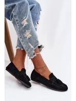 Dámské mokasíny s plochou podrážkou a třásněmi Černé Marilisse Dámské mokasíny s plochou podrážkou a třásněmi Černé Marilisse