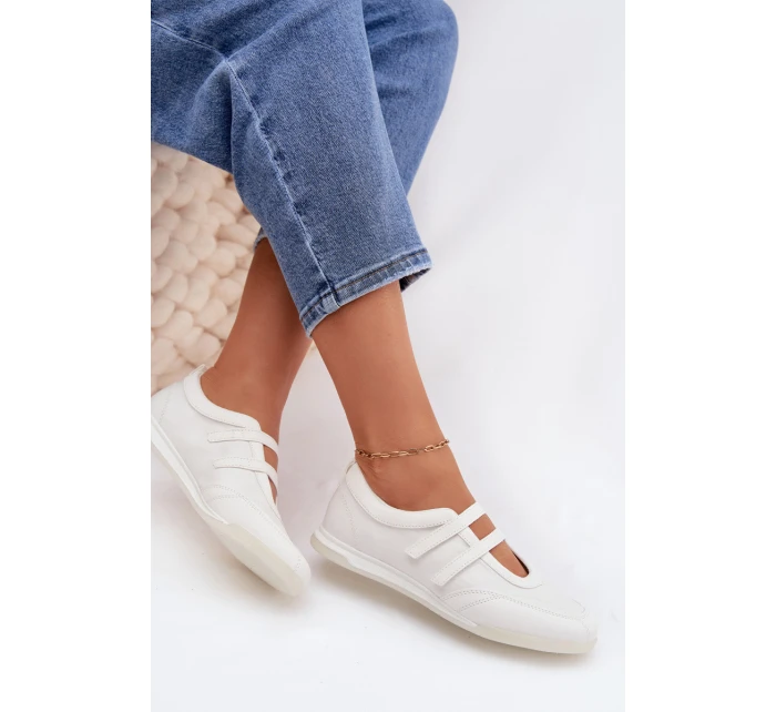 Sportovní dámské baleríny S Paskami Bílé Farvessa Sportovní dámské baleríny S Paskami Bílé Farvessa