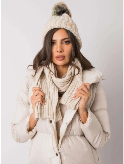 Set čepice a šály JK KMPL 7 1.40X béžová - FPrice Set čepice a šály JK KMPL 7 1.40X béžová - FPrice