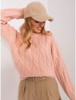 Peach kabelový pletený svetr