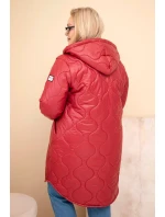 Dámská zimní prošívaná bunda Plus Size s kapucí bordová