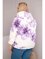 Dámská jarní bunda Plus Size s květinovým vzorem fialová