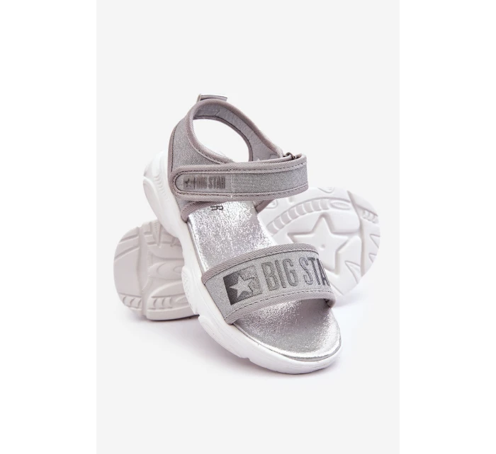 Dětské sandály na suchý zip Big Star model 21610582 stříbrne - Big Star Shoes Dětské sandály na suchý zip Big Star model 21610582 stříbrne - Big Star Shoes