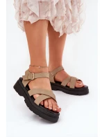 Dámské sandály na platformě z eko kůže khaki Gevinniser Dámské sandály na platformě z eko kůže khaki Gevinniser