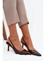 Lakované dámské lodičky na jehlovém podpatku – čokoládové Phelia Lakované dámské lodičky na jehlovém podpatku – čokoládové Phelia