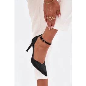 Lesklé dámské lodičky s páskem - černé Joranne Lesklé dámské lodičky s páskem - černé Joranne