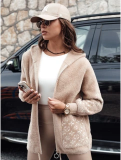 WINONA dámská bunda s kapucí z alpaky tmavě béžová FashionStreet NY0680