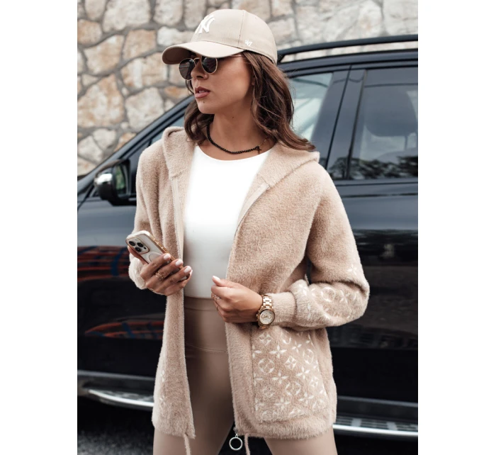 WINONA dámská bunda s kapucí z alpaky tmavě béžová FashionStreet NY0680