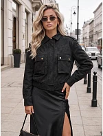 Dámská přechodová bunda z černého semiše FashionStreet TY5875 Dámská přechodová bunda z černého semiše FashionStreet TY5875