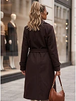 płaszcz damski z paskiem czekoladowy model 22546881 - FashionStreet płaszcz damski z paskiem czekoladowy model 22546881 - FashionStreet