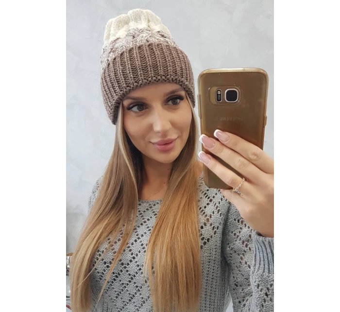 Dámská čepice Samara K346 cappuccino+ecru