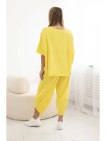 Bavlněný komplet halenka + kalhoty žlutý Bavlněný komplet halenka + kalhoty žlutý