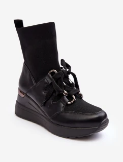 Dámské Botky Na Koturnu Se Soketou Černé Helladina