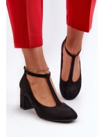 Lodičky Z Semiše Na Sloupku Černé model 21661233 - EVENTO