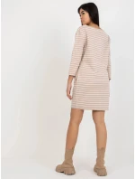 Dámské šaty LO SK LK model 21471962 Béžová s bílou Rue Paris - FPrice