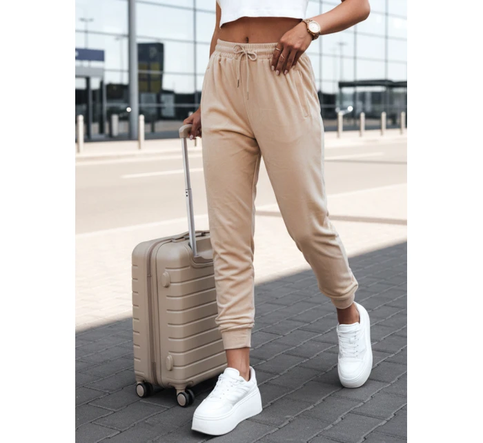 Dámské světle broskvové velurové tepláky FashionStreet UY2840