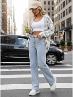 Dámské džíny se širokými nohavicemi světle modré FashionStreet UY2952