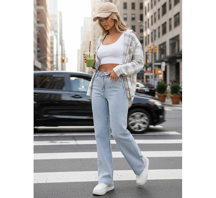 Dámské džíny se širokými nohavicemi světle modré FashionStreet UY2952