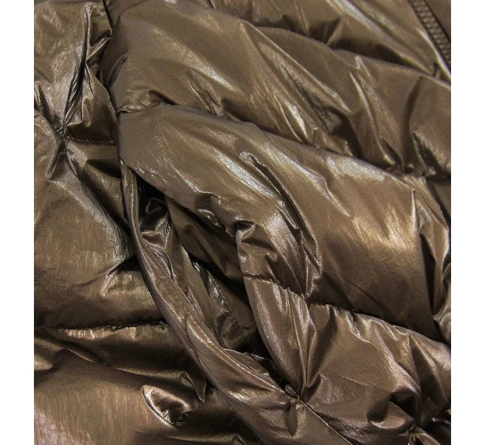 Hnědá krátká dámská oversize bunda se širokými rukávy (J9-016) Hnědá krátká dámská oversize bunda se širokými rukávy (J9-016)