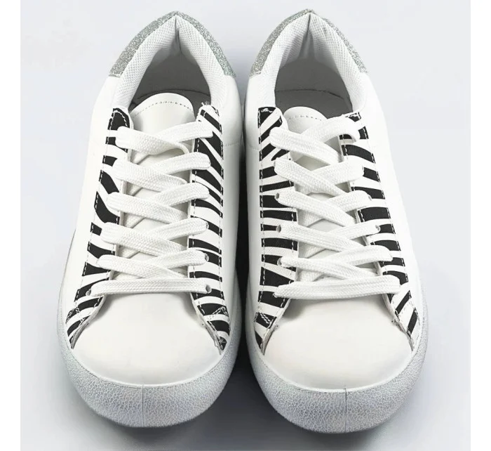 Bílo-černé dámské trampky se zvířecím motivem - zebra (6343) Bílo-černé dámské trampky se zvířecím motivem - zebra (6343)