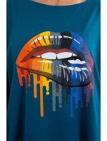 Oversize halenka s potiskem duhových rtů marine