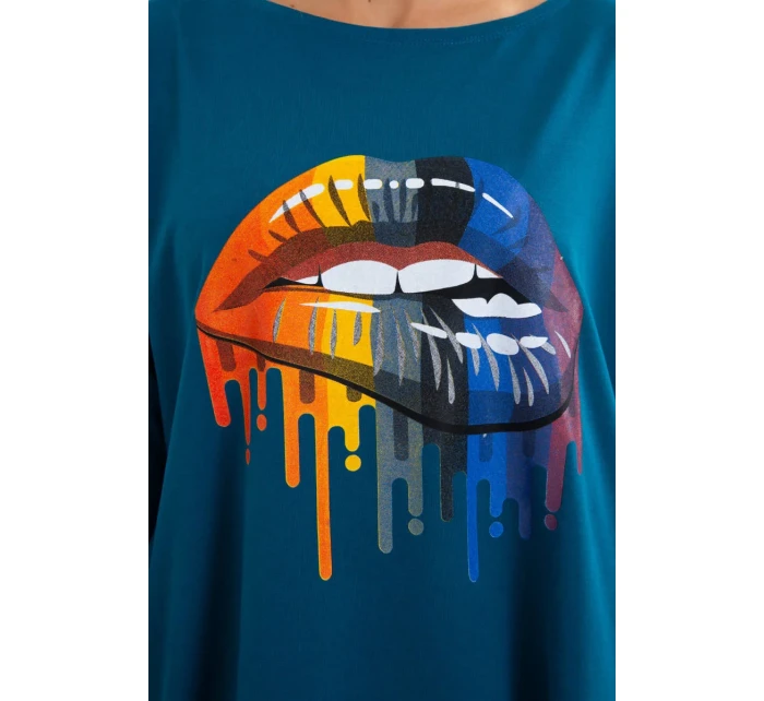 Oversize halenka s potiskem duhových rtů marine