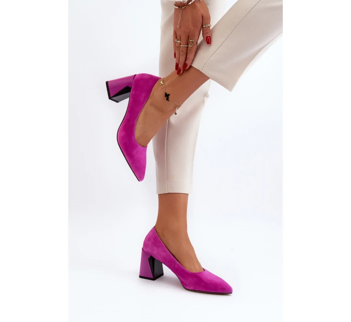 Sametové lodičky na podpatku model 21649297 - VINCEZA