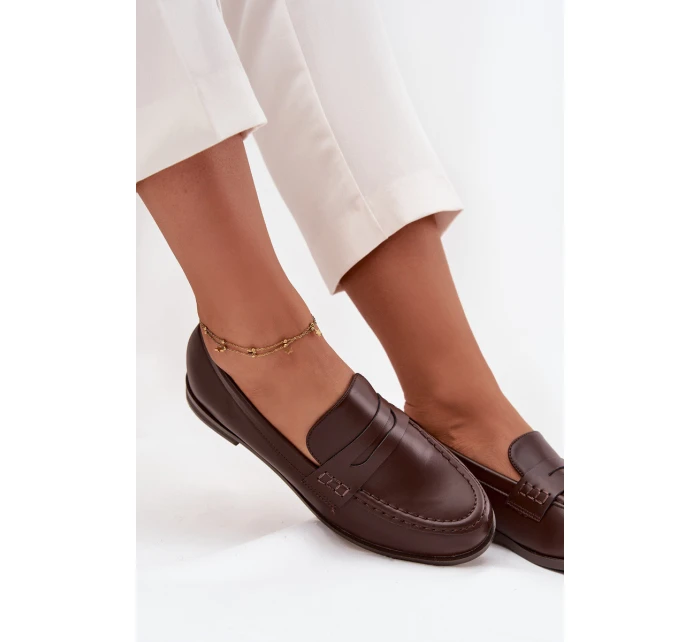 Mokasíny Loafersy Dámské Z Eko Kůže Čokoládové Bessina Mokasíny Loafersy Dámské Z Eko Kůže Čokoládové Bessina