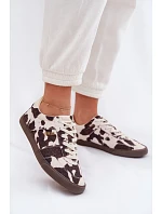 Dámské tenisky s nášivkami Big Star TT274369 Bílá-hnědé