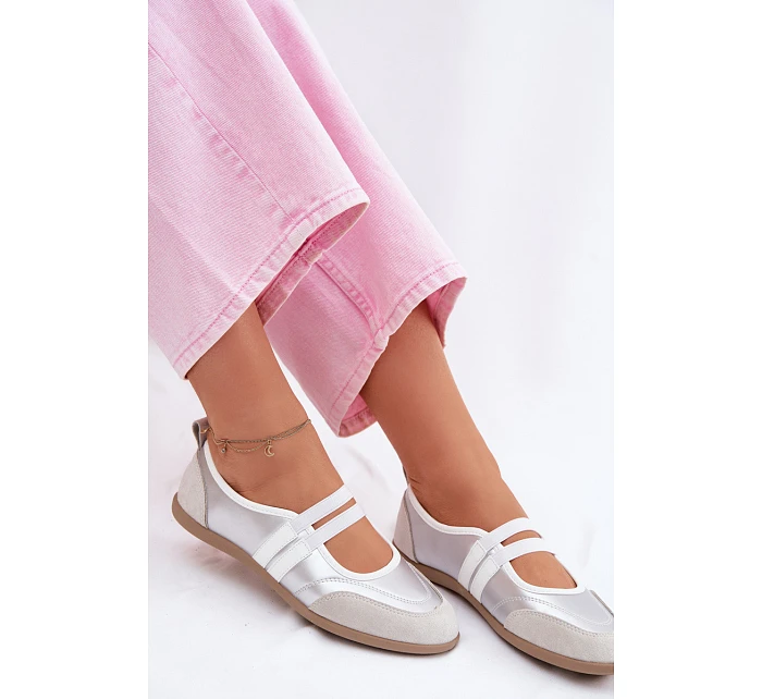 Sportové baleríny s elastickými pásky stříbrné Donatella