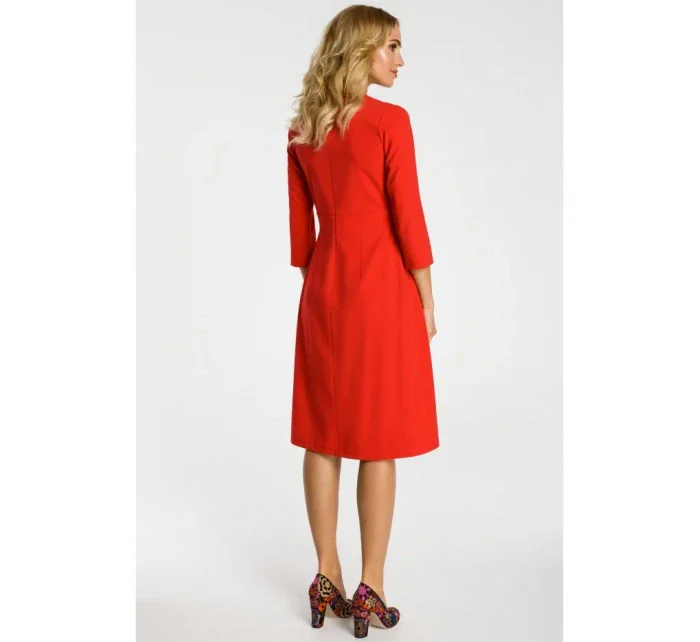 M335 Šaty se skládaným sklady vpředu - červené M335 Šaty se skládaným sklady vpředu - červené