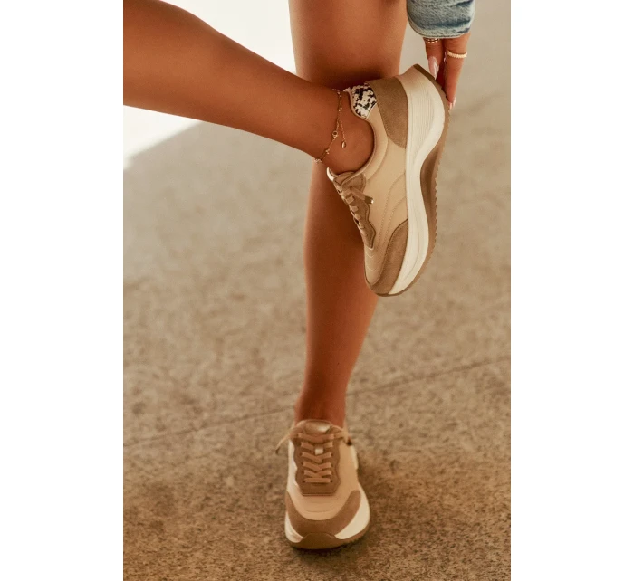 Dámské semišové tenisky na platformě Big Star HI-POLY SYSTEM – tmavě béžové