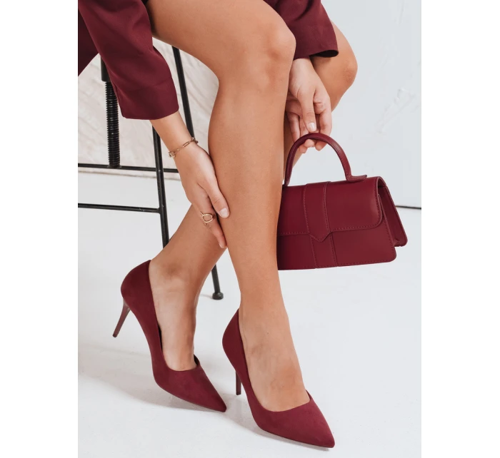 Dámské vínové semišové jehlové boty FashionStreet ZY1073