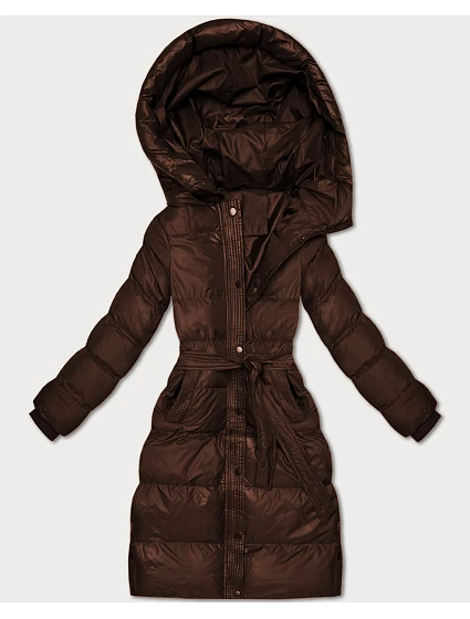 Čokoládová prošívaná zimní bunda J Style s páskem (5M3253-158) Čokoládová prošívaná zimní bunda J Style s páskem (5M3253-158)