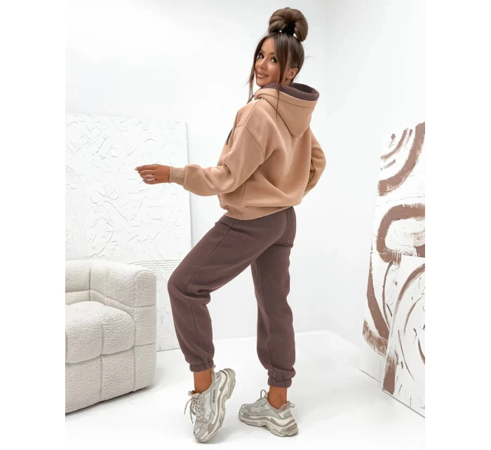 Hrubší dámská tepláková souprava v čokoládové barvě model 21809055 - Moon