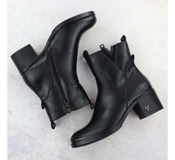 Dámské kozačky s podpatkem zateplené černé model 21905135 - VINCEZA