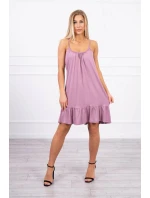 Tenké šaty na ramínka tmavě růžové