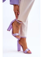 Dámské sandály na vysokém podpatku se zirkony fialové model 21615112 - Boto
