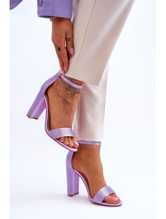 Dámské sandály na vysokém podpatku se zirkony fialové model 21615112 - Boto