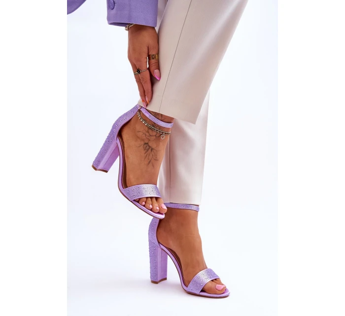 Dámské sandály na vysokém podpatku se zirkony fialové model 21615112 - Boto