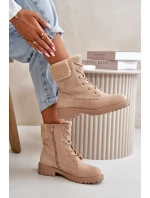 Dámské zateplené boty na zip Beige model 21667404 - Boto Dámské zateplené boty na zip Beige model 21667404 - Boto