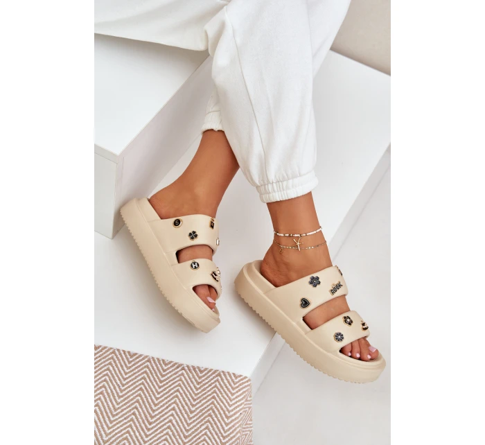 Dámské Pěnové Pantofle S Dekoracemi Béžové Ravanala Dámské Pěnové Pantofle S Dekoracemi Béžové Ravanala