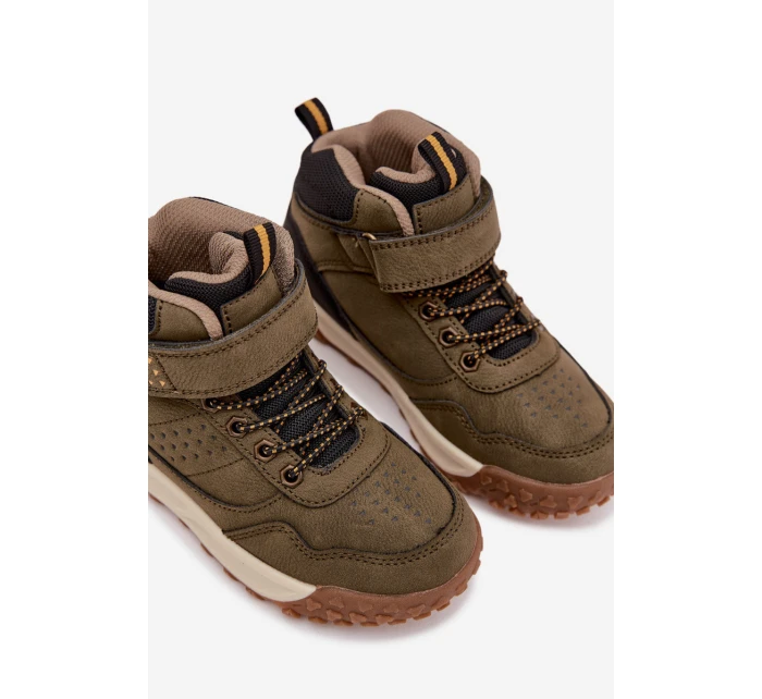Dětské turistické boty na suchý zip tmavě zelené Pavisse Dětské turistické boty na suchý zip tmavě zelené Pavisse